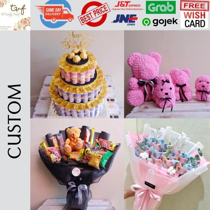 

CUSTOM SNACK BUKET PRODUK BUNGA THE VIVIDIARY COKLAT UANG FVV41321