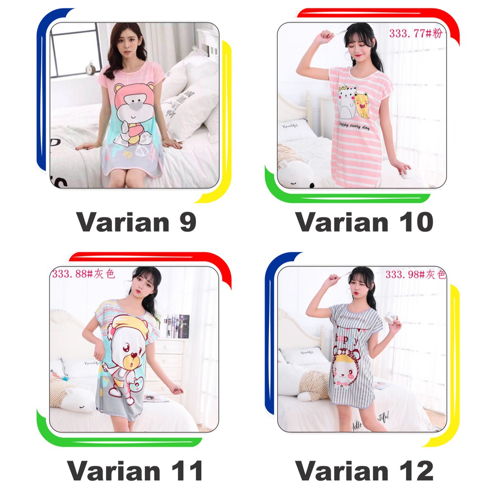 Gobra ♕ PW061 Baju Tidur Wanita Piyama Motif Kartun Lucu Pakaian Wanita Daster Variasi Import COD