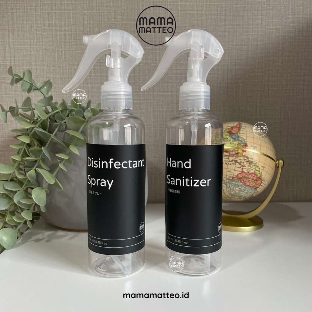 BOTOL SPRAY TRAVEL / plastik refill size bening kosong / hand sanitizer disinfektan 250ml