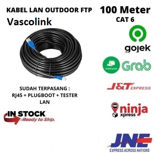 Kabel LAN 100M Vascolink FTP CAT6 Khusus OUTDOOR 100 Meter siap pakai