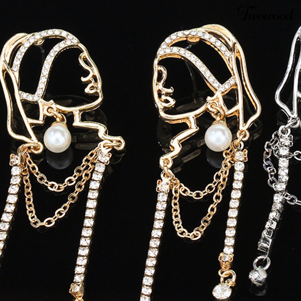 1 Pasang Anting Model Rumbai Aksen Mutiara Imitasi Untuk Wanita