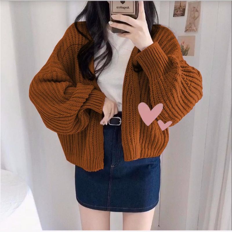 CARDI RAJUT HAZEL LOLLY // CARDIGAN RAJUT OVERSIZE-CORAL BATA