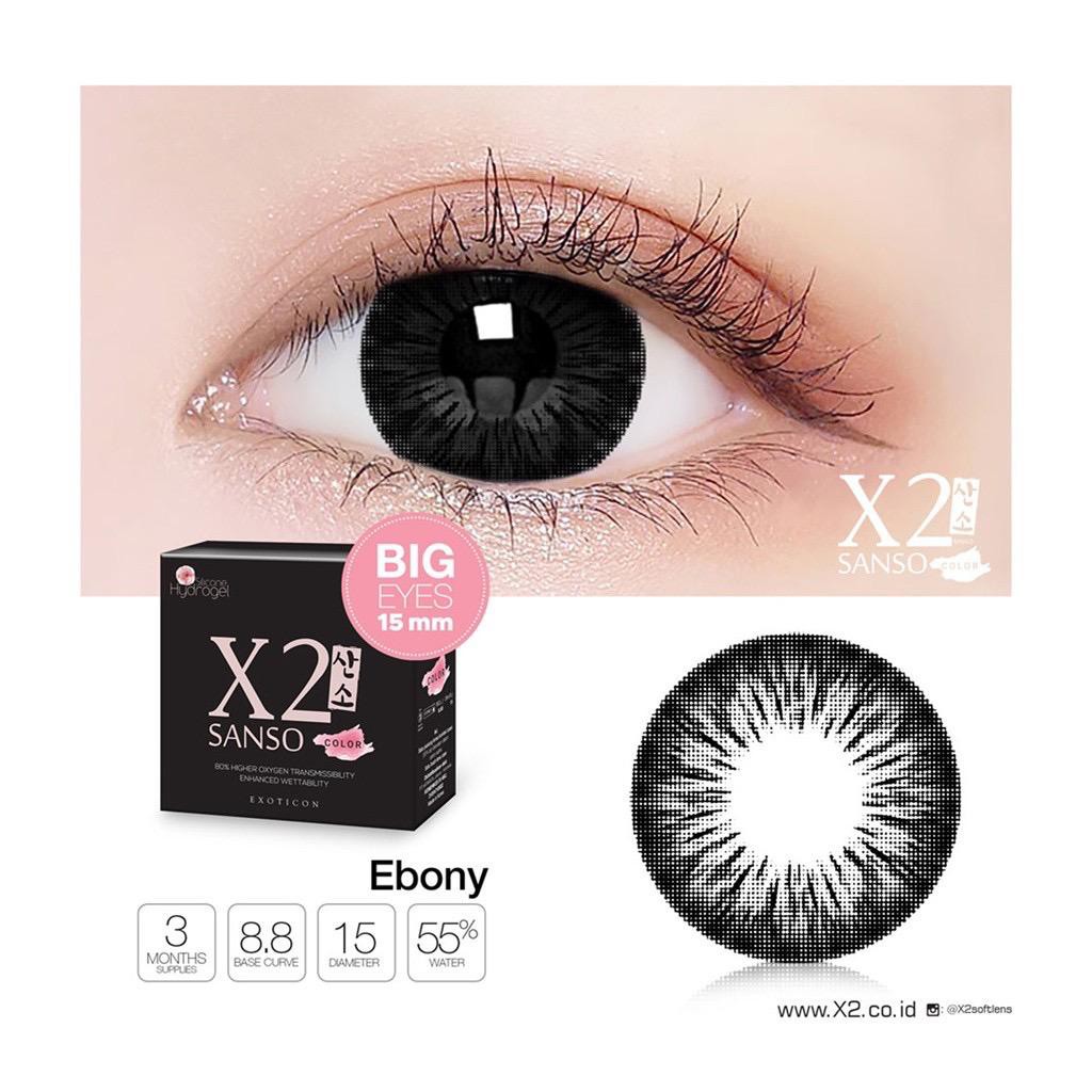 X2 Sanso Color Black Softlens hitam