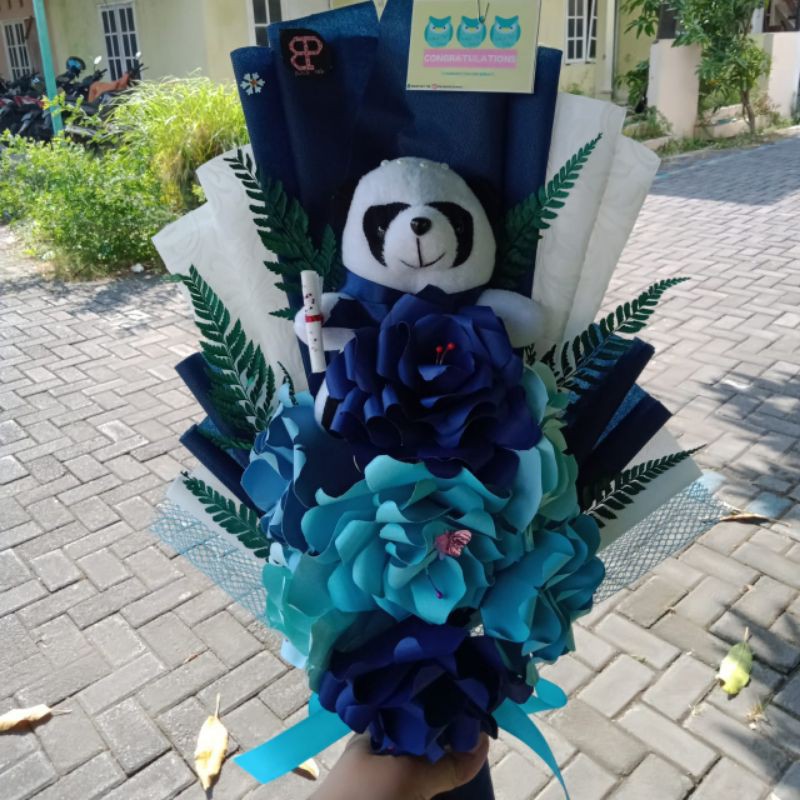 [READY] Buket Boneka Panda Wisuda / Buket Bunga Boneka Wisuda / Buket Boneka Lucu