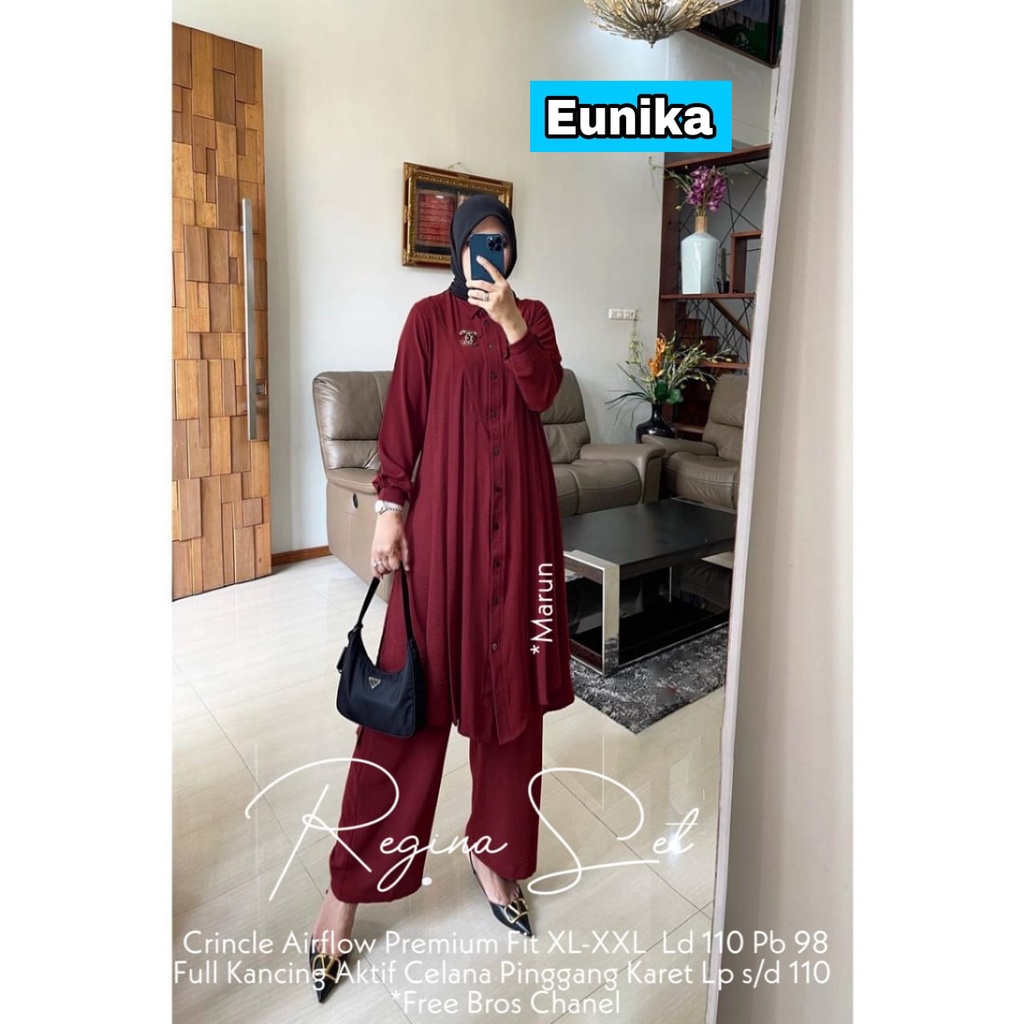 CARVIL ONE SET BY EUNIKA - CARVILA SET EUNIKA- REGINA ONESET BY EUNIKA - SET LONG TUNIK DAN CELANA WANITA - SET PAKAIAN MUSLIM WANITA-REGINA MARUUN