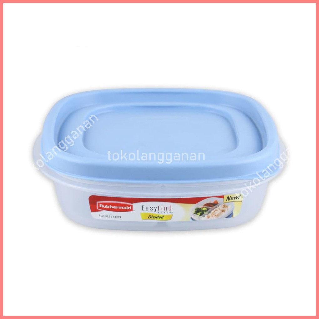 Rubbermaid 710 Ml Tempat Makan Dengan Pembatas - Biru