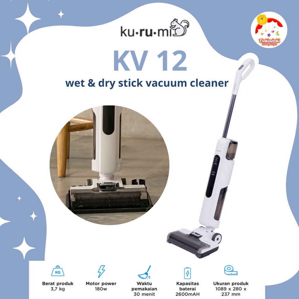 Kurumi KV 12 Wet &amp; Dry Cordless Stick Vacuum Cleaner (KV12 NEW)