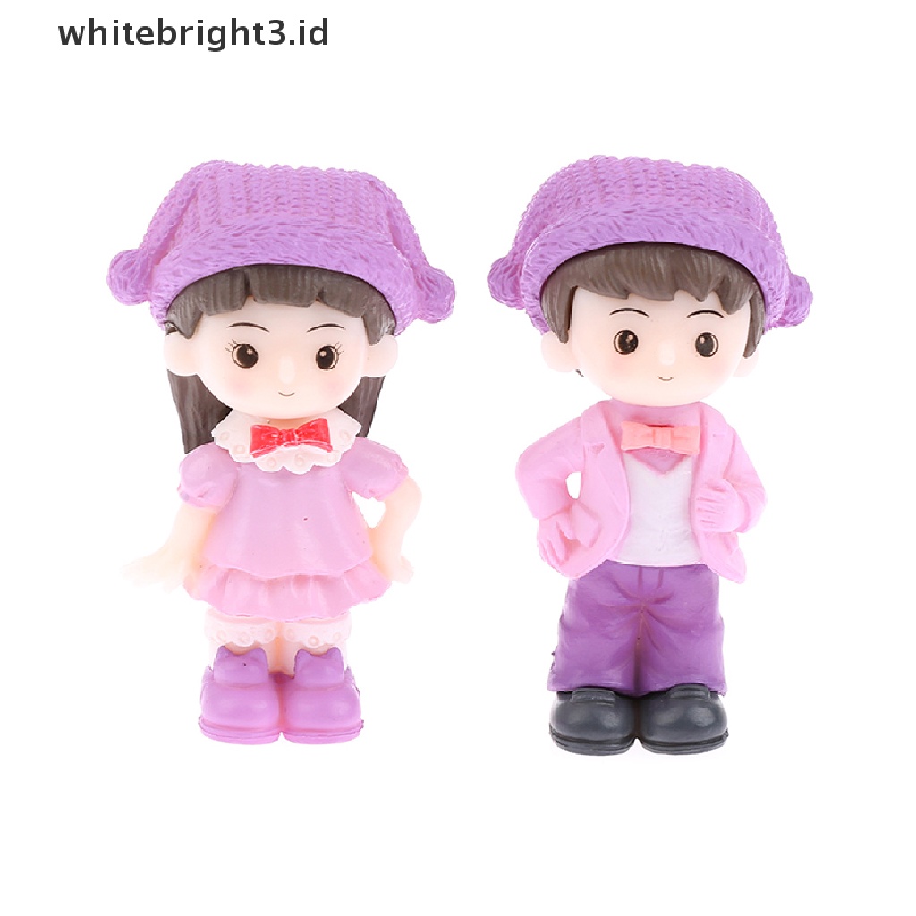 {whitebright3.id} 1Pair Micro-Landscape Romantic Couple Figurine Clown Hat Couple Dollhouse Decor ,