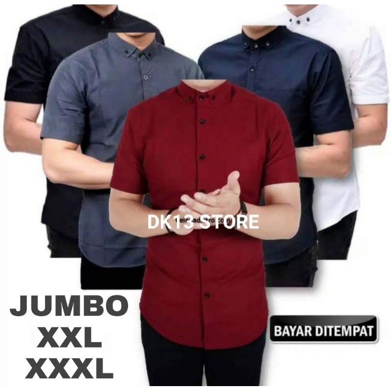 KEMEJA POLOS PRIA PENDEK SLIMFIT SIZE JUMBO XXL-XXXL