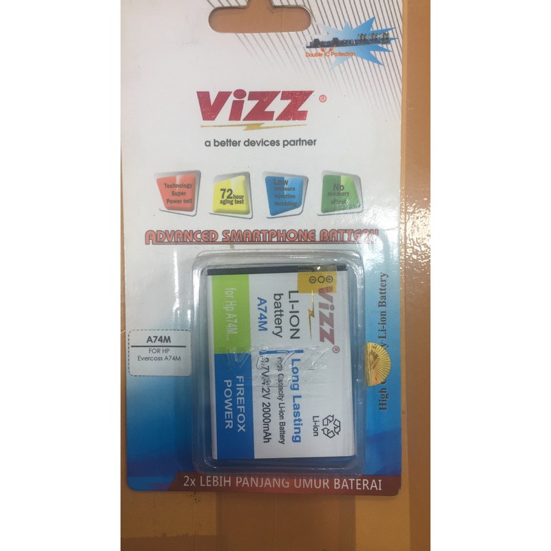 Vizz Double Power Battery Batre Baterai Vizz Cross Evercoss A74M Winner T2