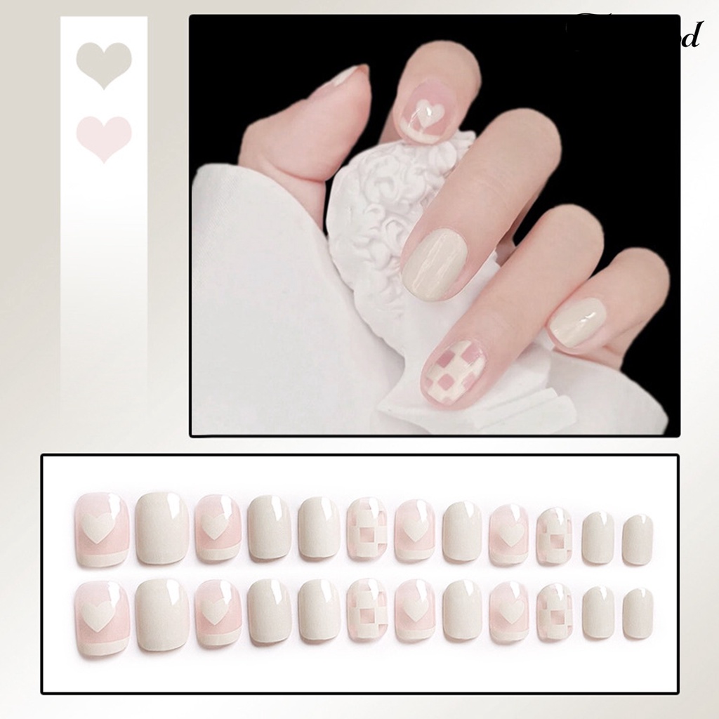 Twowood 1 Set Kuku Palsu Full Cover Detachable Dengan Lem Untuk Nail Art Wanita