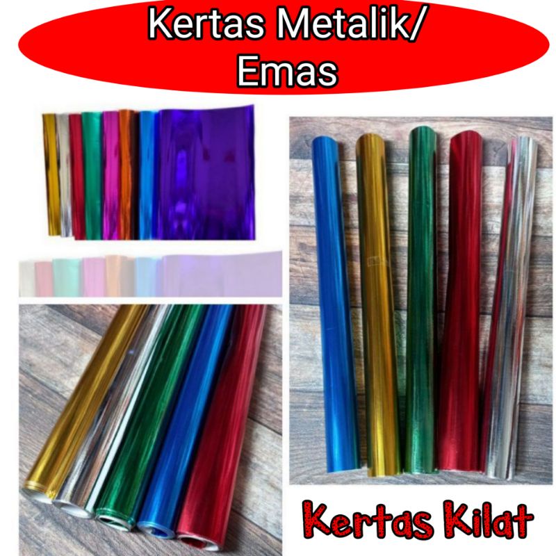 Jual Kertas Sampul Kilat / Kertas Metalik Emas / Kertas Timah | Shopee