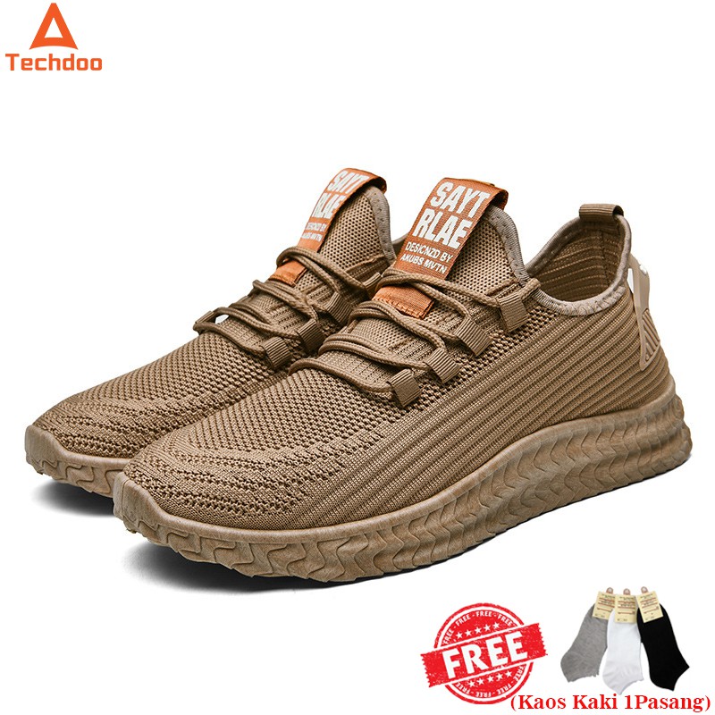 Techdoo Sepatu  Running  Sneakers Pria Sepatu  Bahan  Mesh 