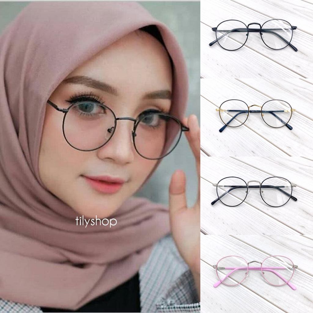 Frame Kacamata Besi Bulat 9765 Wanita Trendy Kacamata Minus Anti Radiasi TERMURAH