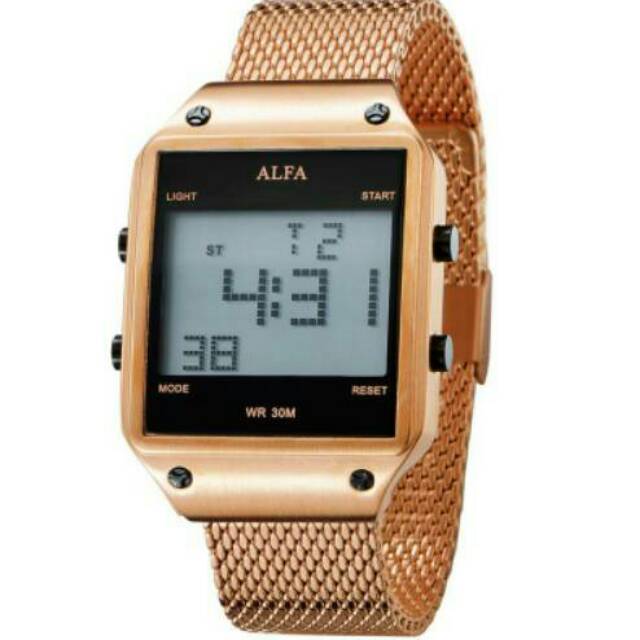 NEW Jam Tangan Cewek Unisex ORIGINAL ALFA STAINLESS STEEL DIGITAL