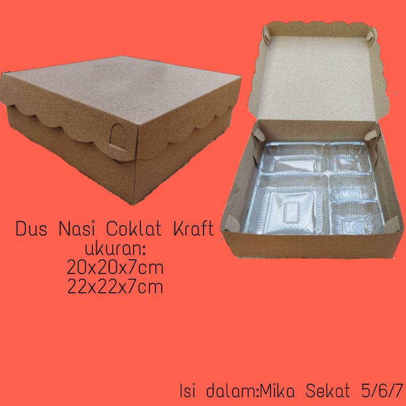 

Dus Nasi Coklat Kotak uk20 / Dus Kraft R10k 350gsm (100pcs)