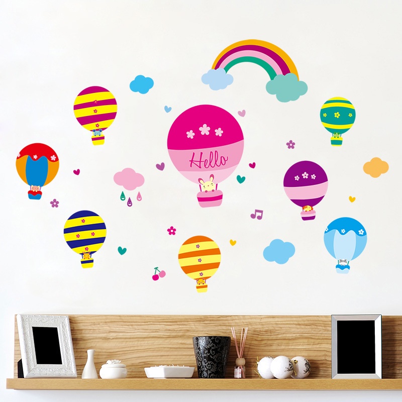 Reliza Wall Sticker Balon Udara Pelangi Anak Colourful Stiker Dinding LDR96227