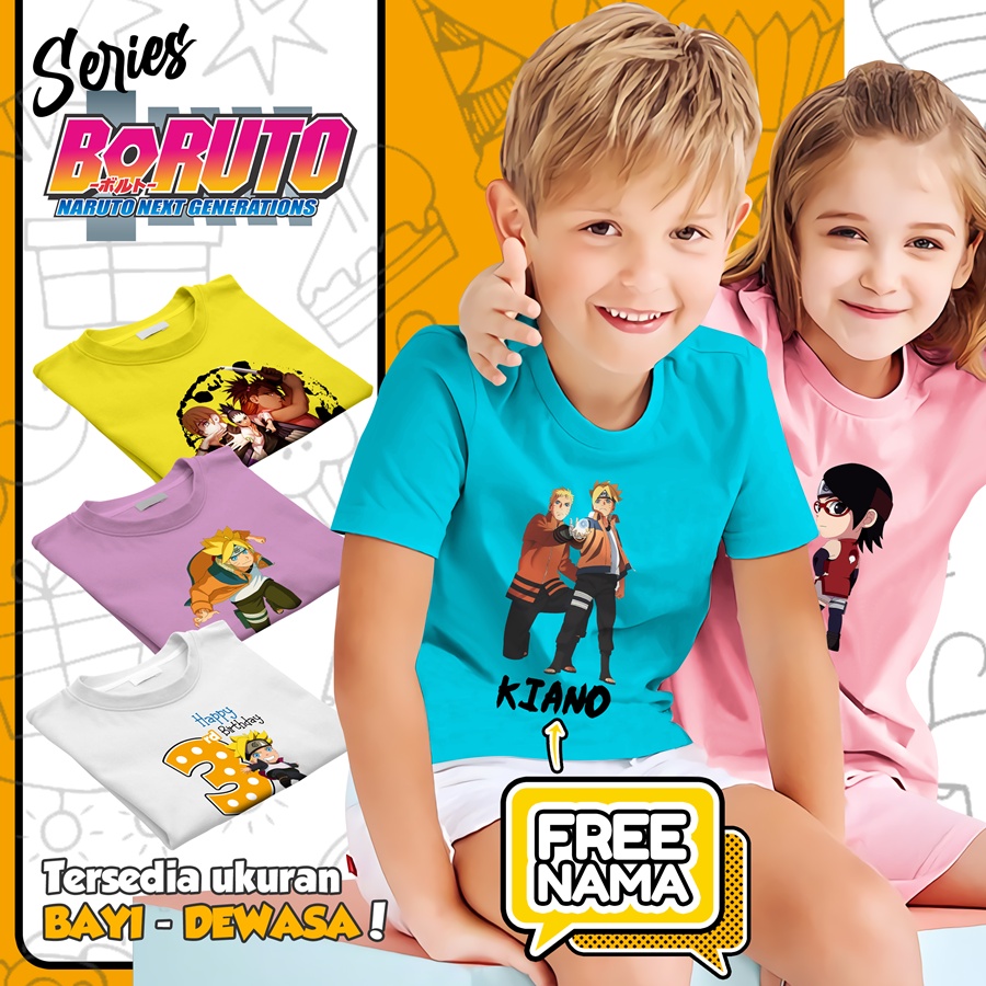 Baju Kaos ANAK DAN DEWASA BORUTO COUPLE (FREE NAMA)