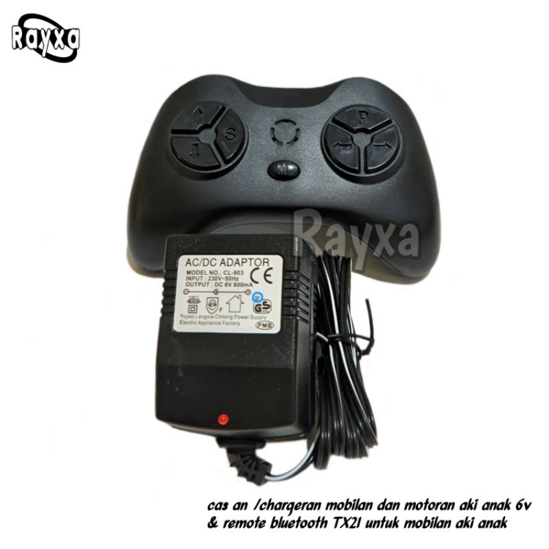 remote bluetooth mobilan aki anak pmb TX21 dan chargeran 6 volt cas an untuk mainan mobil aki anak
