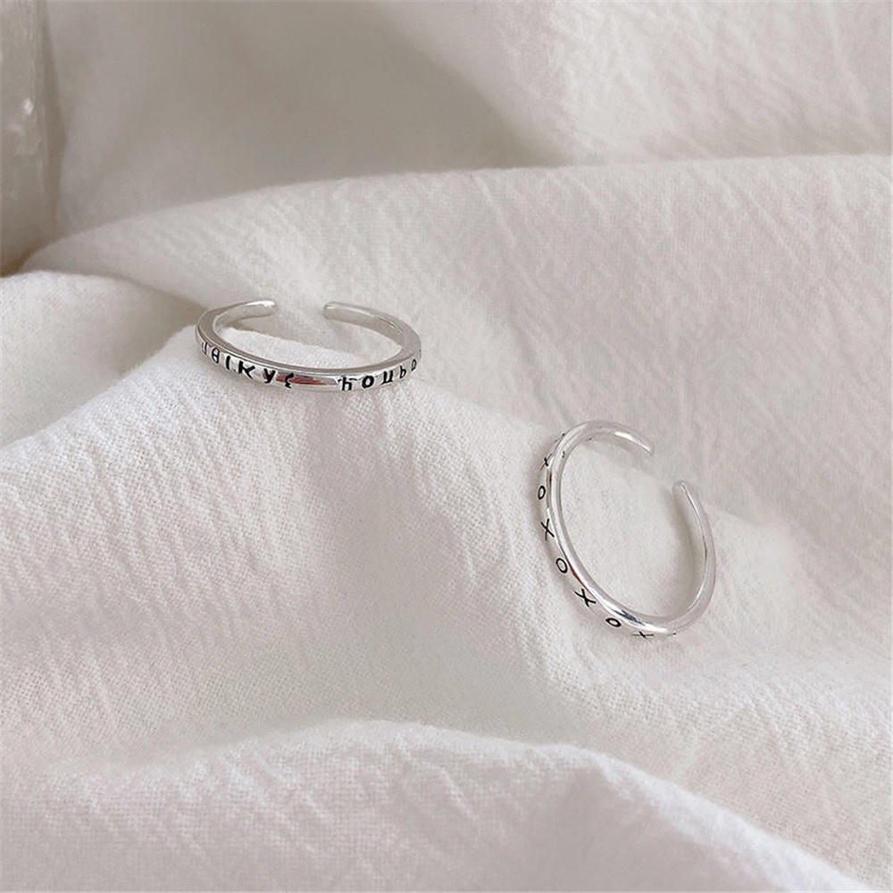 【COD Tangding】2pcs / Set Cincin Jari Telunjuk Model Terbuka Desain Simple Untuk Wanita Element