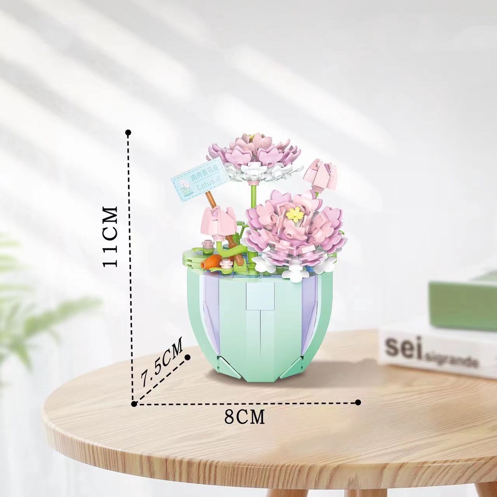Mainan Balok Bangunan Micro Partikel DIY Seri Pot Bunga 2080-2089