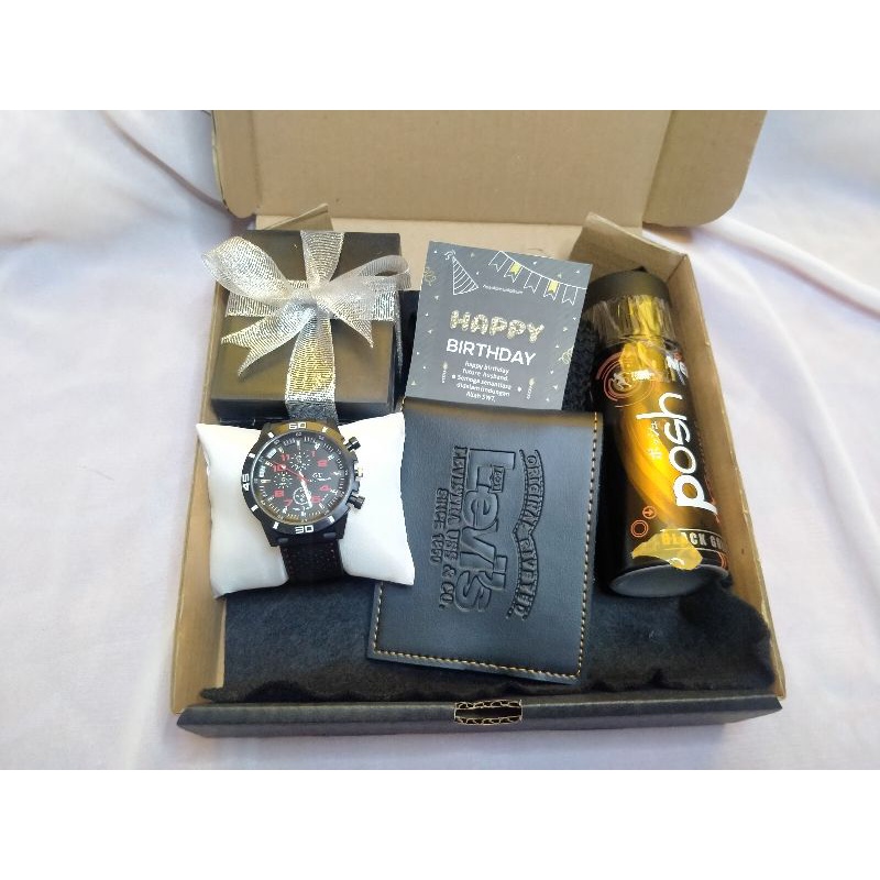 

❤️ SEPECIAL GIFT BOX❤️ Hampers Cowok,kado ulang tahun pria, Hempers jam tangan+box jam,dompet,