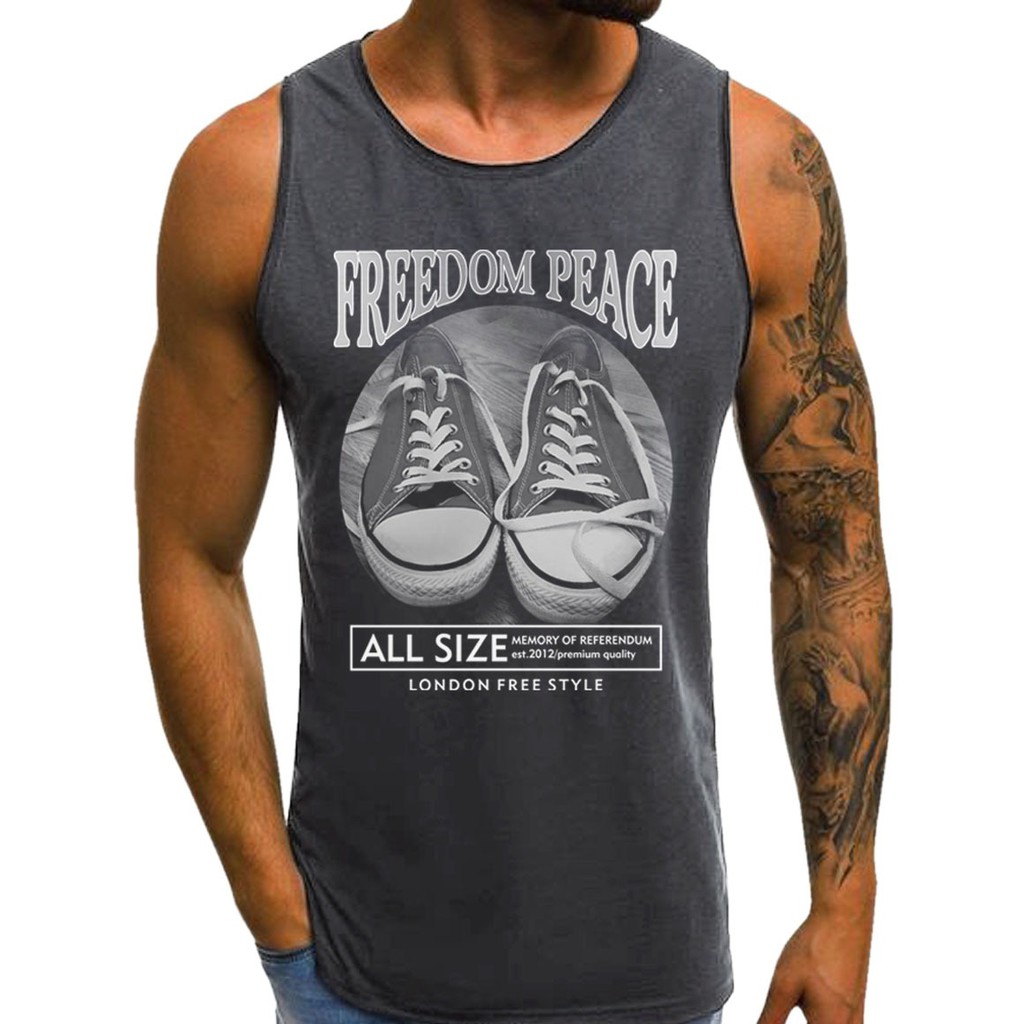 SINGLET PRIA Freedom Peace KAOS TANPA LENGAN / KAOS DALAM / T-SHIRT DISTRO /SINGLET MURAH BERKUALIT