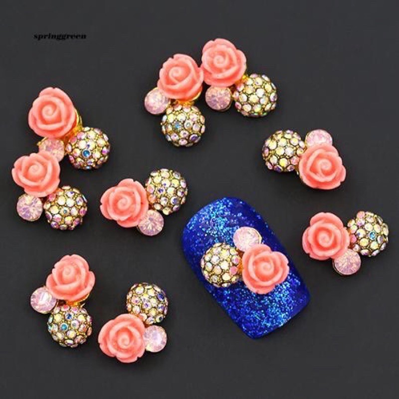 PEACH ROSE DIAMOND BOLDIS NAILART Per PCS bahan nail art kuku palsu fake nails