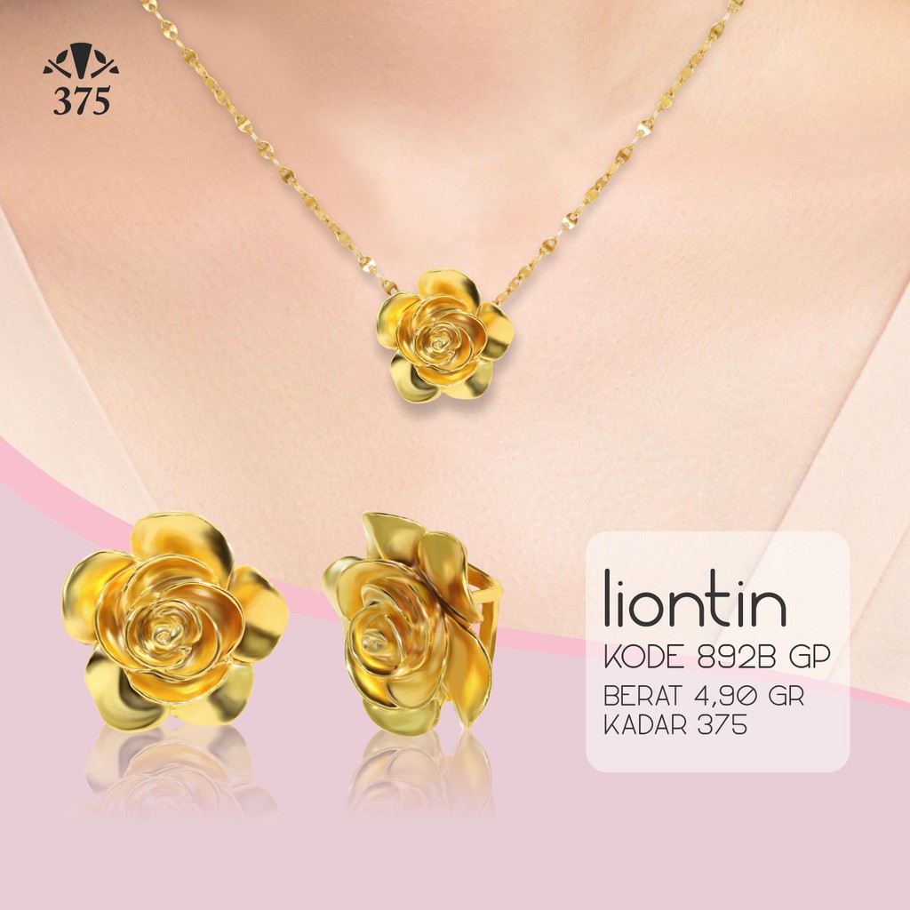 LIONTIN BLUSUKAN / CHARM GELANG MAWAR EMAS ASLI