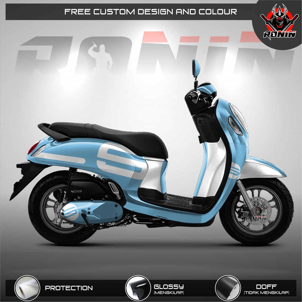 Sticker Decal All New Scoopy, Scoopy 2021 Full Body Full + Box Tengah Paket Lengkap Motif Cool Blue