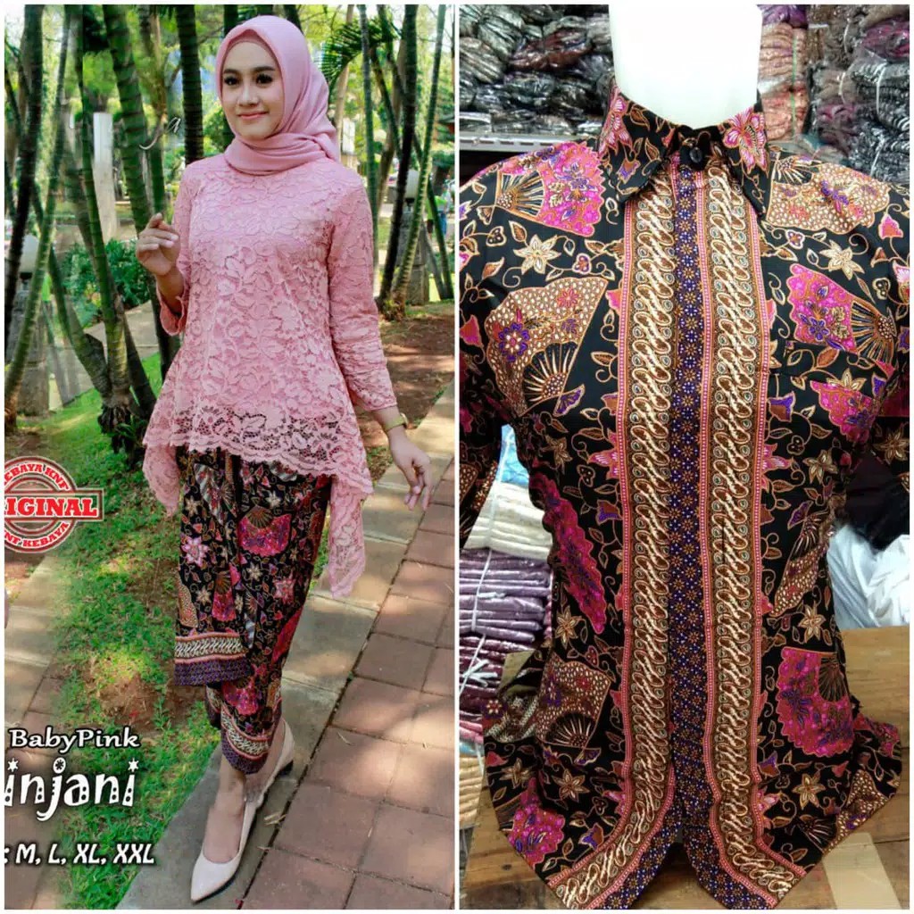 Kebaya couple tika Rinjani/Kebaya Couple/Kebaya KNF-Babypink set couple