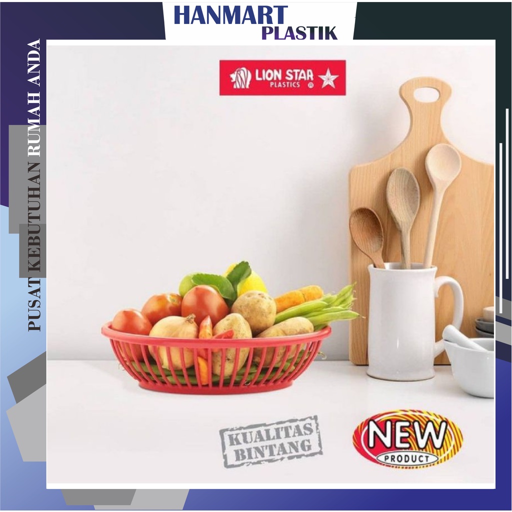 Lion Star Keranjang Serbaguna Bakul Buah Plastik Fruit Basket Nampan BW-39 Diora Round Basket Large