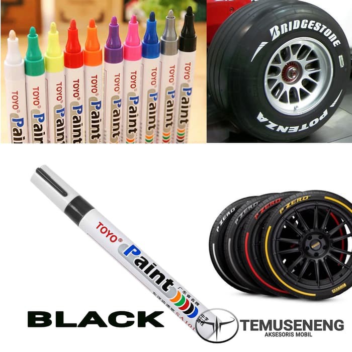 Hitam Spidol Ban Warna Roda Mobil Motor Toyo Paint Marker Ori Karet