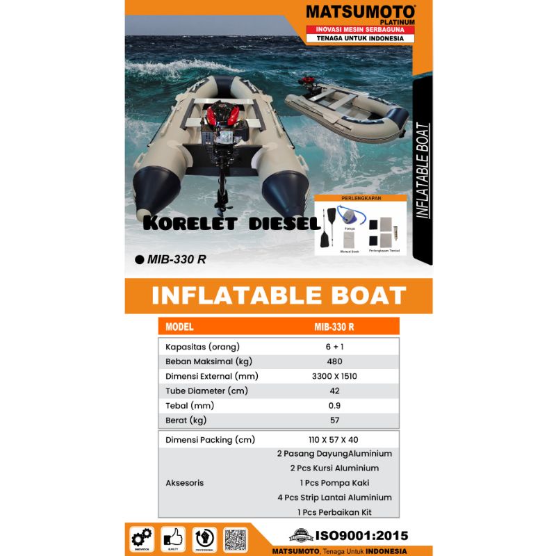 Paketan mesin Perahu karet MATSUMOTO MIB330R Perahu Boat Siap paki