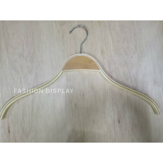 Hanger Kayu Dewasa Premium Gantungan Kayu Ada Karet Antislip Hanger Hitam Putih Natural-BH