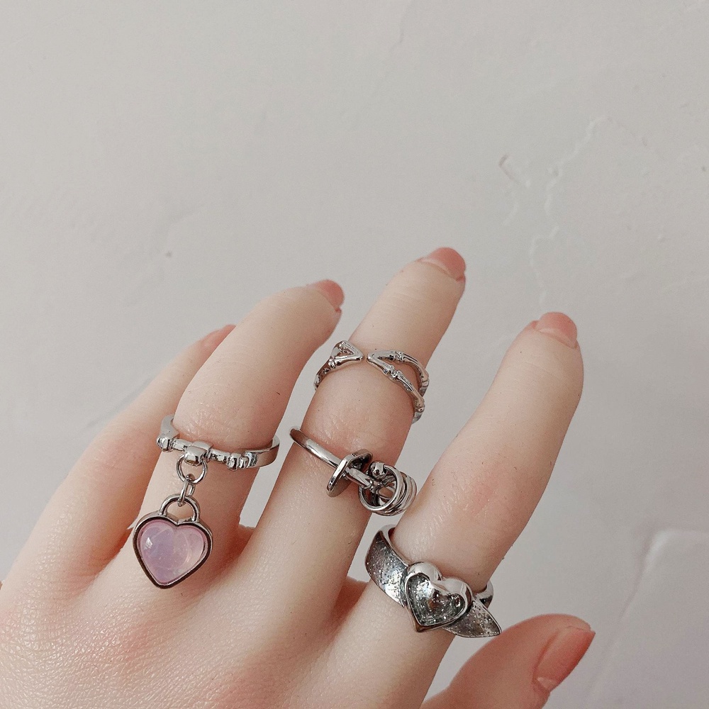 MXBEAUTY Korean Finger Ring Chic Party Jewelry Fashion Accessories Heart Trendy Creative Personalized Adjustable For Women Thumb Ring