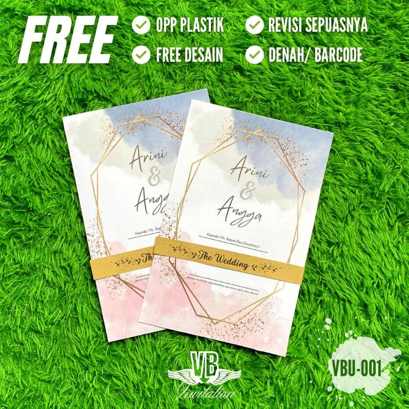 UNDANGAN DESAIN UNIK PERNIKAHAN RUSTIC SIMPEL CUSTOM BONUS SABUK CANTIK BLANKO SIZE  13 X 20