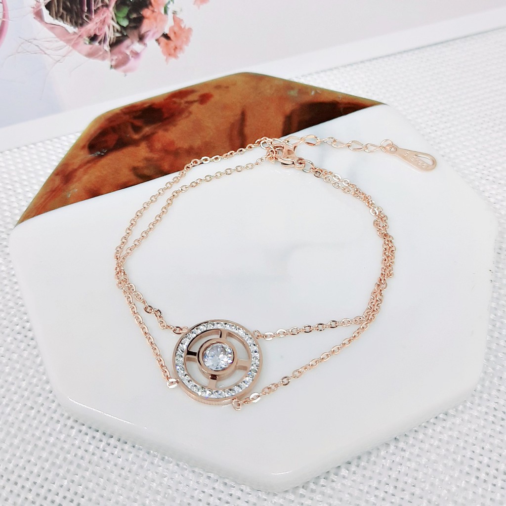 Gelang Titanium Layer Rantai Korea Style Rose Gold - BB553