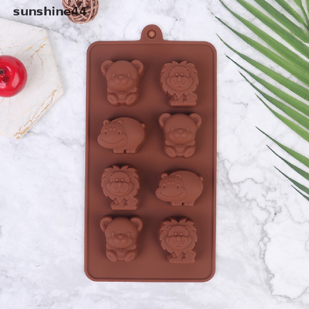 Sunshine Cetakan Kue / Coklat / Sabun DIY Bentuk Kuda Nil / Singa / Beruang Bahan Silikon