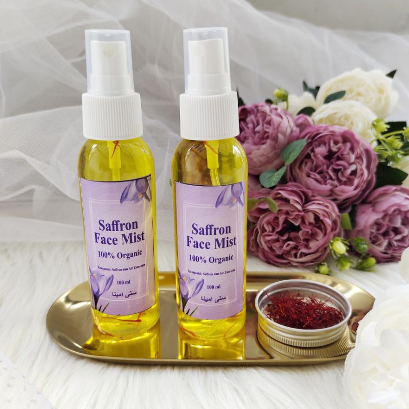 SAFFRON FACEMIST ZAMZAM ASLI 100 ML SAFFRON FACEMIST AIR ZAM ZAM BY SITI AMINA dengan saffron asli/s