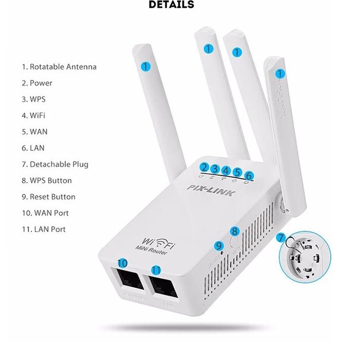 PIX-LINK 300M Wireless Wifi Range Extender Router Repeater AP LV-WR09