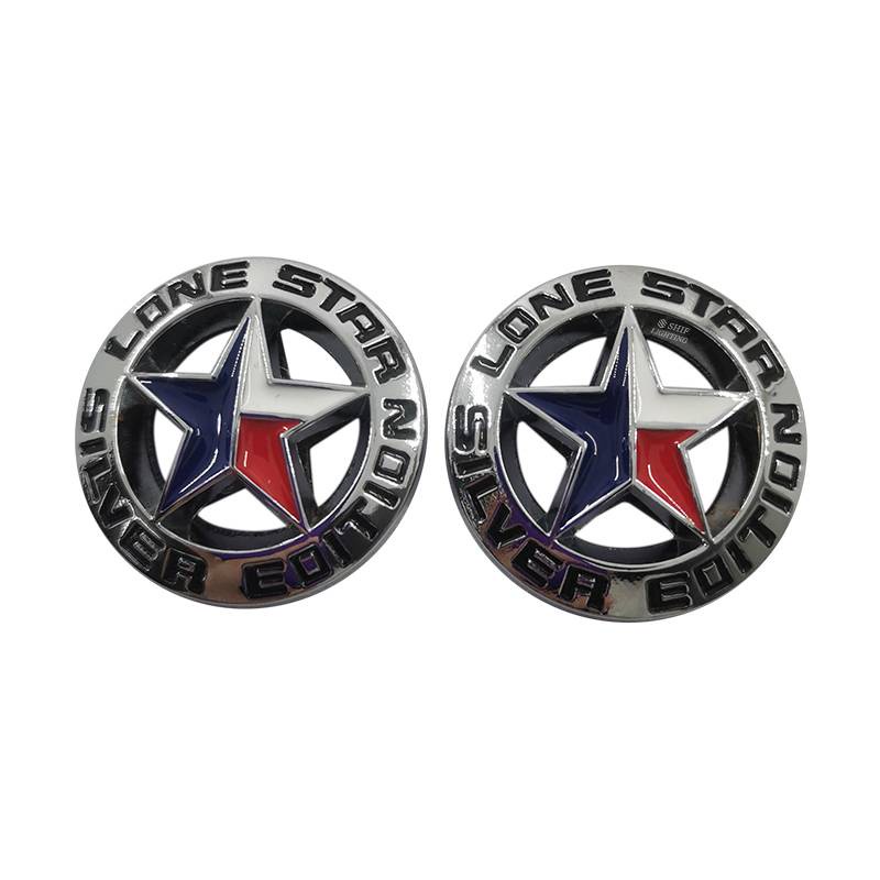 2 x Metal Gold LONE STAR Logo Car Auto Rear Trunk Decorative Emblem Sticker Badge Decal TEXAS EDITION