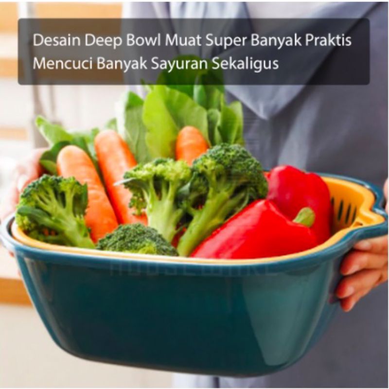 Keranjang Buah Peniris Sayuran Baskom 6 in 1 Wadah Sayur Buah