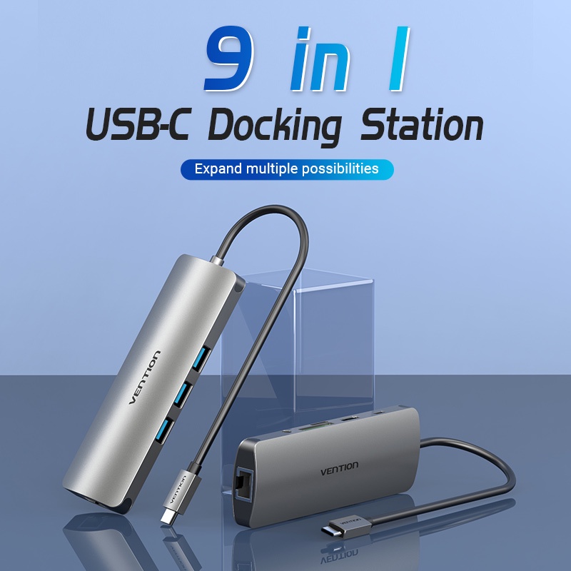 Vention Usb C Hub Adapter Konverter Usb Tipe C Ke Usb 3.0 / Hdmi / Rj45