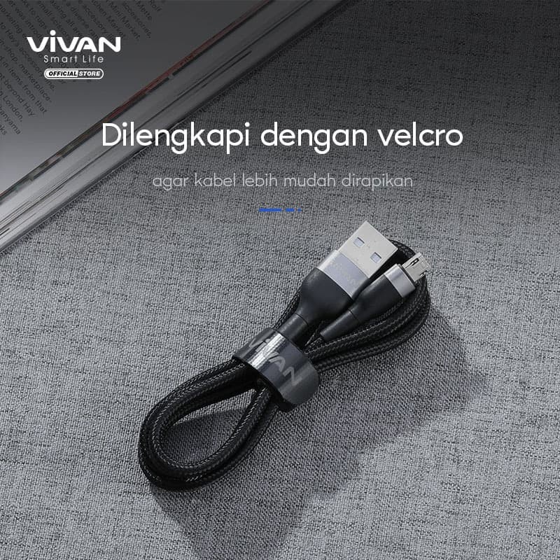 Kabel Data Micro USB Android 1M Fast Charging 2.4A - Vivan VXM100