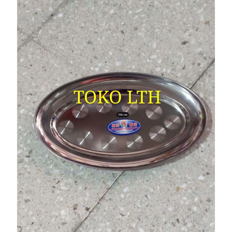 LODOR PIRING SAJI OVAL 30 40CM STAINLESS TEMPAT WADAH SAJI MAKANAN
