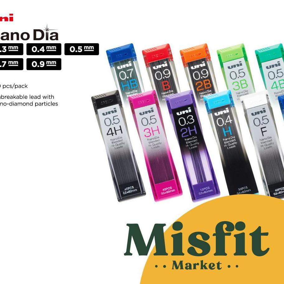 

Barang Pilihan.. UNI NANO DIA Pencil Lead Refill 0.3 0.4 0.5 0.7 0.9 mm isi pensil mekanik kuru toga kurutoga pilot zebra NanoDia
