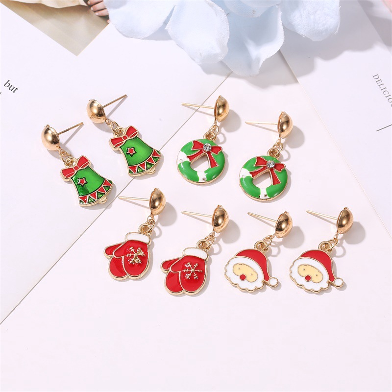 Anting Pejantan Pohon Natal Baru Anting Perayaan Pelangi Labu Snowflake