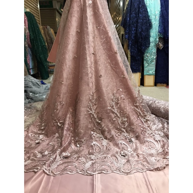 MURAH!! kain bahan tille 3d mutiara / bahan kebaya brokat Tulle (3D BARU).