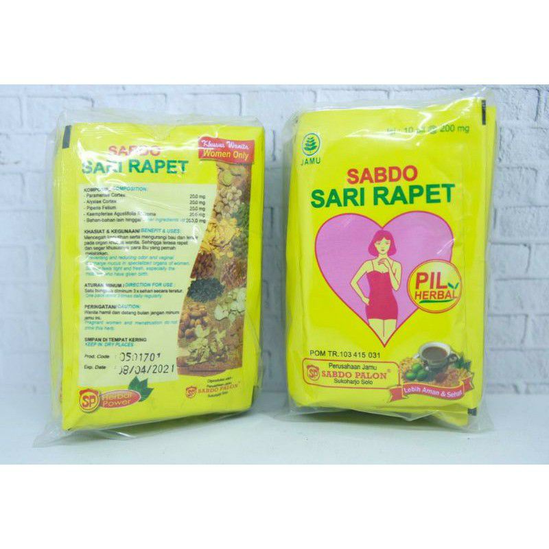 

Jamu Herbal Pil Sari Rapet Khusus Wanita - Sabdo Palon(Isi 10 Sachet)